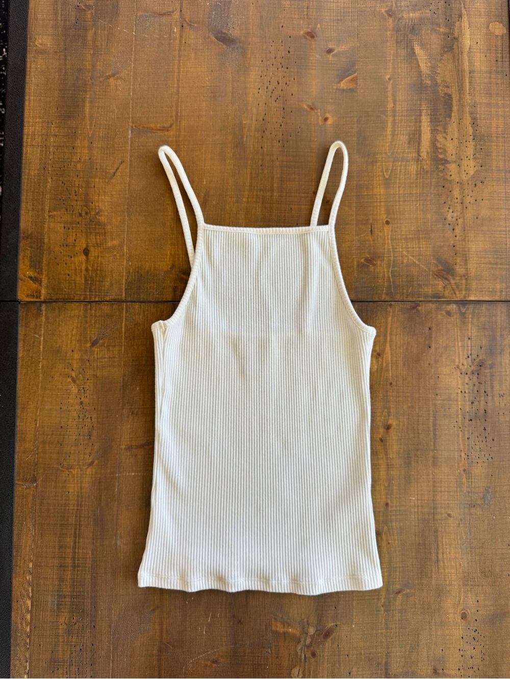 H&M Cream Ribbed Square-Neck Camisole